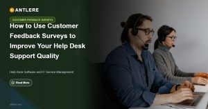 IT support team reviewing customer feedback surveys on a help desk dashboard