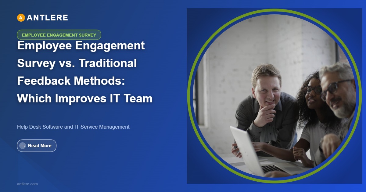 IT manager reviewing employee engagement survey results connected to ITSM performance data