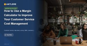 IT manager using a margin calculator to analyze customer service cost management metrics on an ITSM dashboard